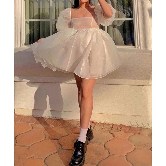 Anthropologie Selkie Puffed-Sleeve Square-Neck Mini Dress - Picture 5 of 9